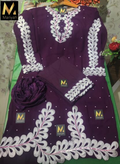 MARIYAH DESIGNER M 38 PURPLE READYMADE DESIGNER PAKISTANI KURTI - Image 2