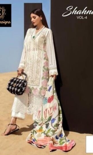 ZIAAZ DESIGNER 7773 A SHEHNAZ VOL 4 WHITE COTTON PAKISTANI SUITSZIAAZ DESIGNER 7773 A SHEHNAZ VOL 4 WHITE COTTON PAKISTANI SUITS