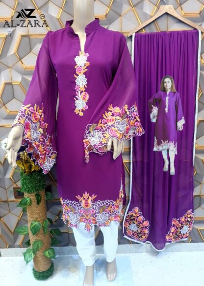 AL ZARA AZ 1074 PURPLE WHOLESALER PAKISTANI KURTI ONLINE