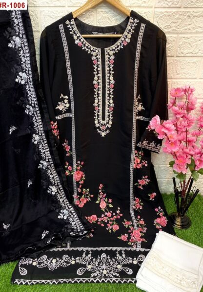 RAMSHA R 1006 BLACK READYMADE PAKISTANI KURTI AT BEST PRICE