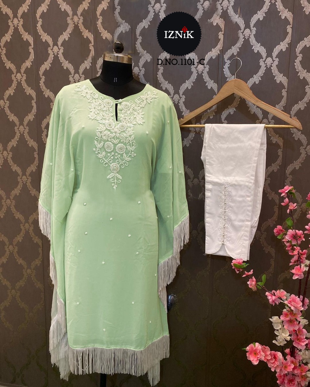 Drama Mama Lemon Green Short Kurti Top with Frilled Sleeves and Pom Pom  Accessory