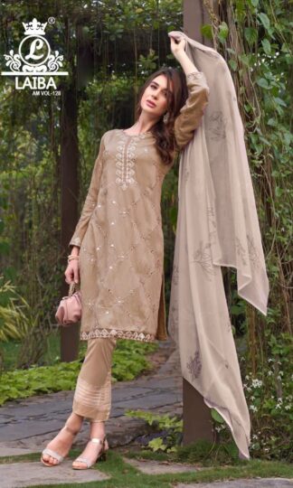 LUXURIA TRENDZ 128 CAFE LATTE BEIGE PAKISTANI KURTI AT BEST PRICE