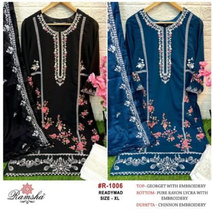 RAMSHA R 1006 BLACK READYMADE PAKISTANI KURTI AT BEST PRICE - Image 3