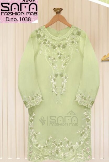 SAFA FASHION FAB 1038 LEMON GREEN WHOLESALER PAKISTANI KURTI ONLINE