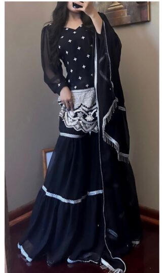 THE LIBAS COLLECTION WW 834 BLACK TOP WITH SARARA WITH DUPATTA