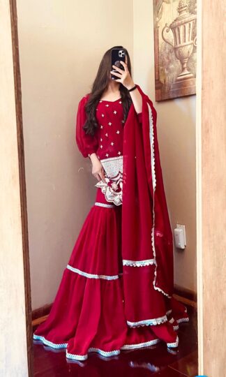 THE LIBAS COLLECTION WW 834 MAROON INDIAN STYLE SHARARA ONLINE