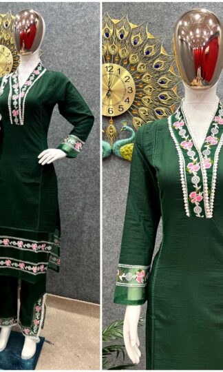 THE LIBAS COLLECTION NSR 638 DARK GREEN STITCHED KURTI ONLINE