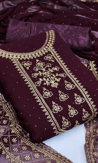 THE LIBAS COLLECTION MAROON UNSTITCHED DRESS MATERIAL ONLINE