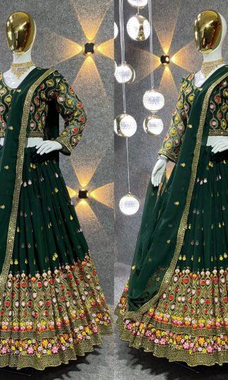 THE LIBAS COLLECTION NF 525 PARTY WEAR GREEN INDIAN STYLE LEHENGA CHOLI AT BEST PRICE
