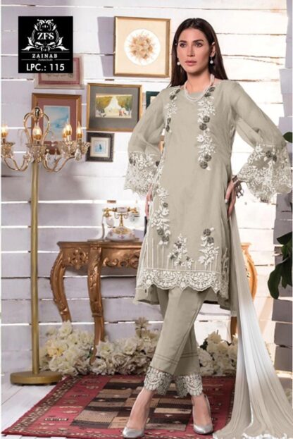 ZAINAB FASHION LPC 115 IVORY CHIKU PAKISTANI KURTI ONLINE