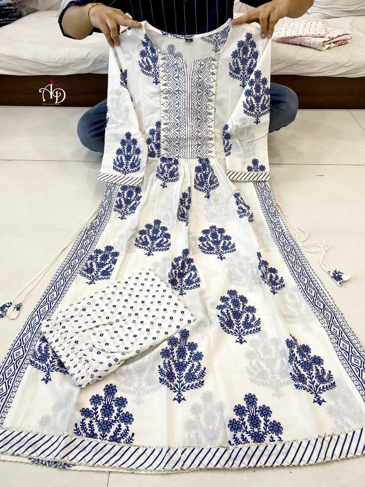 Buy Femeone Women Cream Cotton Frock Pattern Kurti - M Online at Best  Prices in India - JioMart.