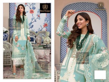 ZIAAZ DESIGNS 7773 D AQUA PAKISTANI SUIT ONLINE WHOLESALER