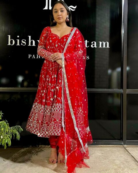 THE LIBAS COLLECTION RED INDIAN STYLE GOWN ONLINE
