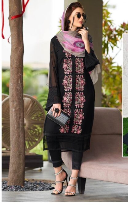 ZARQASH Z 115 BLACK READYMADE PAKISTANI KURTI WITH PRICE