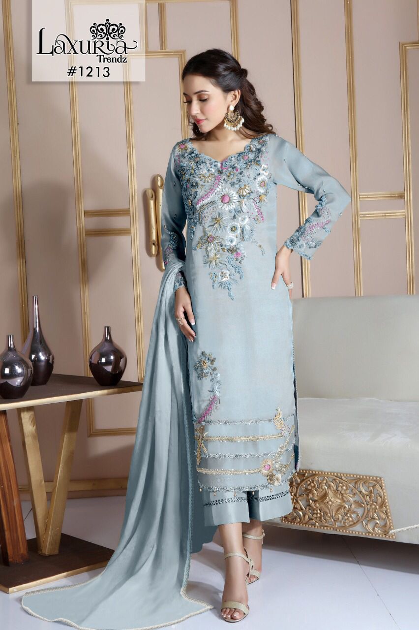 Sky Blue Kurti Design, Sky Blue Pakistani Suit