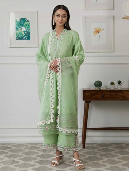 THE LIBAS COLLECTION NSR 638 LIGHT GREEN CUT WORK BORDER KURTI FOR WOMEN