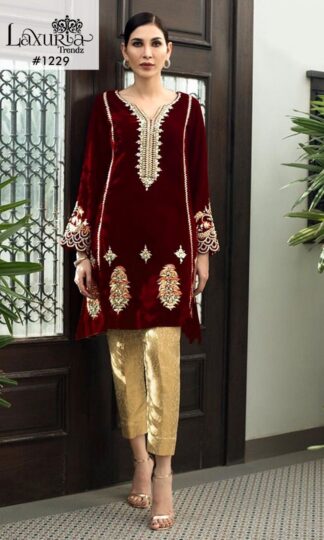 LUXURIA TRENDZ 1229 VELVET PAKISTANI KURTI AT BEST PRICELUXURIA TRENDZ 1229 VELVET PAKISTANI KURTI AT BEST PRICE