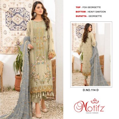 MOTIFZ 114 D PAKISTANI SALWAR KAMEEZ ONLINE MOTIFZ 114 D, PAKISTANI SALWAR KAMEEZ WHOLESALER  MOTIFZ, Pakistani Suits, RAMSHA FASHION, Single, Suits