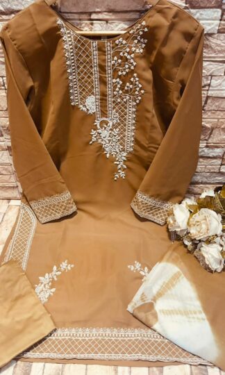 THE LIBAS COLLECTION 2101 BROWN HEAVY NECK EMBROIDERY KURTI ONLINETHE LIBAS COLLECTION 2101 BROWN HEAVY NECK EMBROIDERY KURTI ONLINE