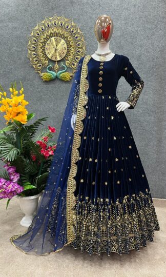 THE LIBAS COLLECTION SR 1472 BLUE PARTY WEAR COLLECTION GOWNTHE LIBAS COLLECTION SR 1472 BLUE PARTY WEAR COLLECTION GOWN