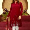 LUXURIA TRENDZ 1230 BLOOD RED PAKISTANI KURTI DESIGNER