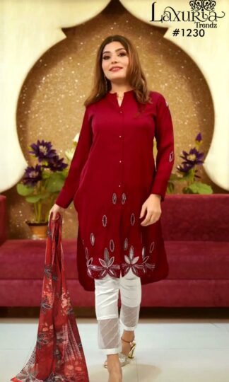 LUXURIA TRENDZ 1230 BLOOD RED PAKISTANI KURTI DESIGNERLUXURIA TRENDZ 1230 BLOOD RED PAKISTANI KURTI DESIGNER