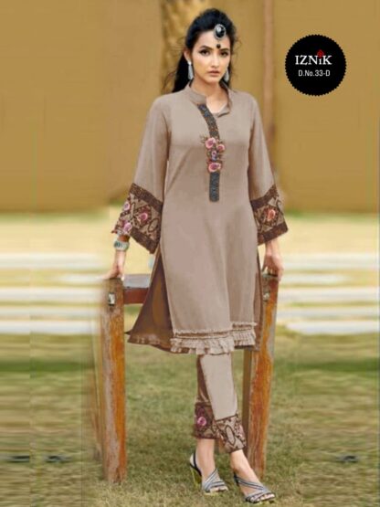 IZNIK 33 D CHOC0LATE READYMADE PAKISTANI KURTI FOR WOMEN