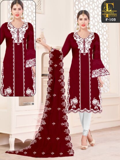 FATIMA FAB 103 MAROON PAKISTANI KURTI LATEST COLLECTION