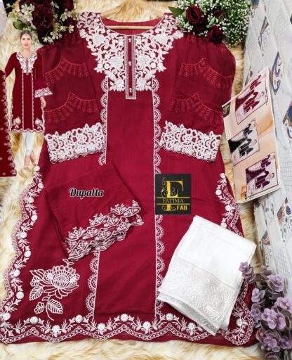 FATIMA FAB 103 MAROON PAKISTANI KURTI LATEST COLLECTION