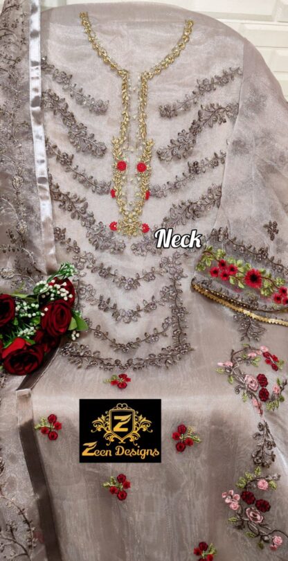 ZEEN DESIGNS ZD 111 NOOR BROWN PAKISTANI SUITS ONLINE - Image 3