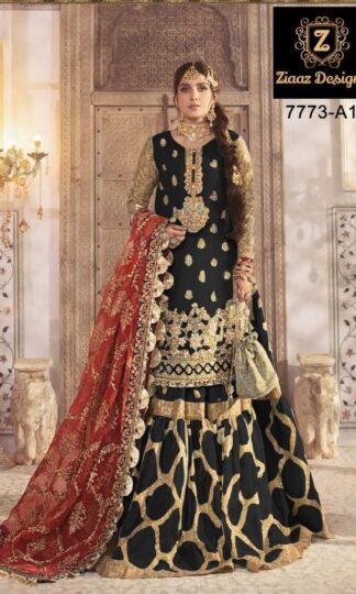 ZIAAZ DESIGNS 7773 A1 BLACK MARIAB MBROIDERED PAKISTANI SUITSZIAAZ DESIGNS 7773 A1 BLACK MARIAB MBROIDERED PAKISTANI SUITS