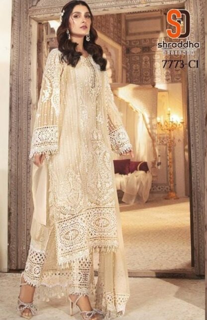 MUSHQ SD 7773 CI WHITE PAKISTANI SALWAR KAMEEZ AT BEST PRICE