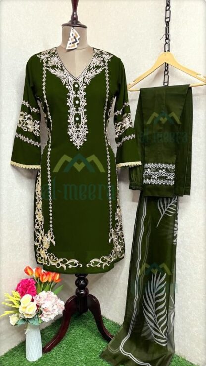 AL MEERA 1149 MEHENDI READYMED PAKISTANI KURTI ONLINE SUPPLIER