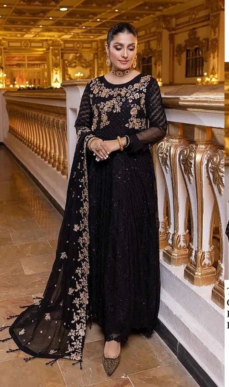 Buy IYALAFAB® Women's Georgette Semi Stitched Pakistani Salwar Suit (New  Pakistani suit-SF171429 Black Free Size) at Amazon.in