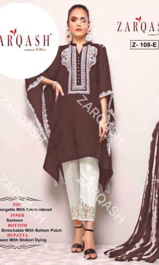 ZARQASH Z 108 E CHOCOLATE KAFTAN PAKISTANI KURTI ONLINE WHOLESALERZARQASH Z 108 E CHOCOLATE KAFTAN PAKISTANI KURTI ONLINE WHOLESALER