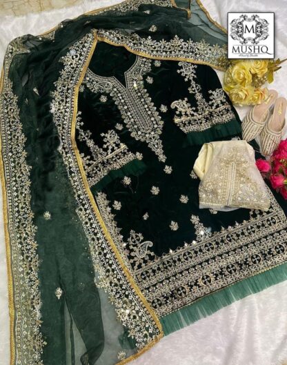 MUSHQ M 108 GREEN PAKISTANI KURTI LATEST COLLECTION