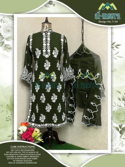 AL MEERA 1146 MEHANDI READYMEDE PAKISTANI KURTI DESIGNER