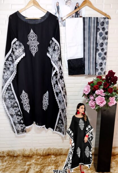 AL QASR BLACK READYMADE PAKISTANI KURTI COLLECTION ONLINE