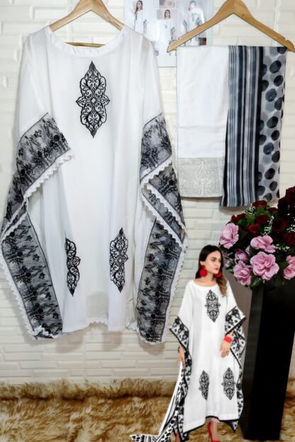 AL QASR WHITE READYMADE PAKISTANI KURTI AT BEST PRICE