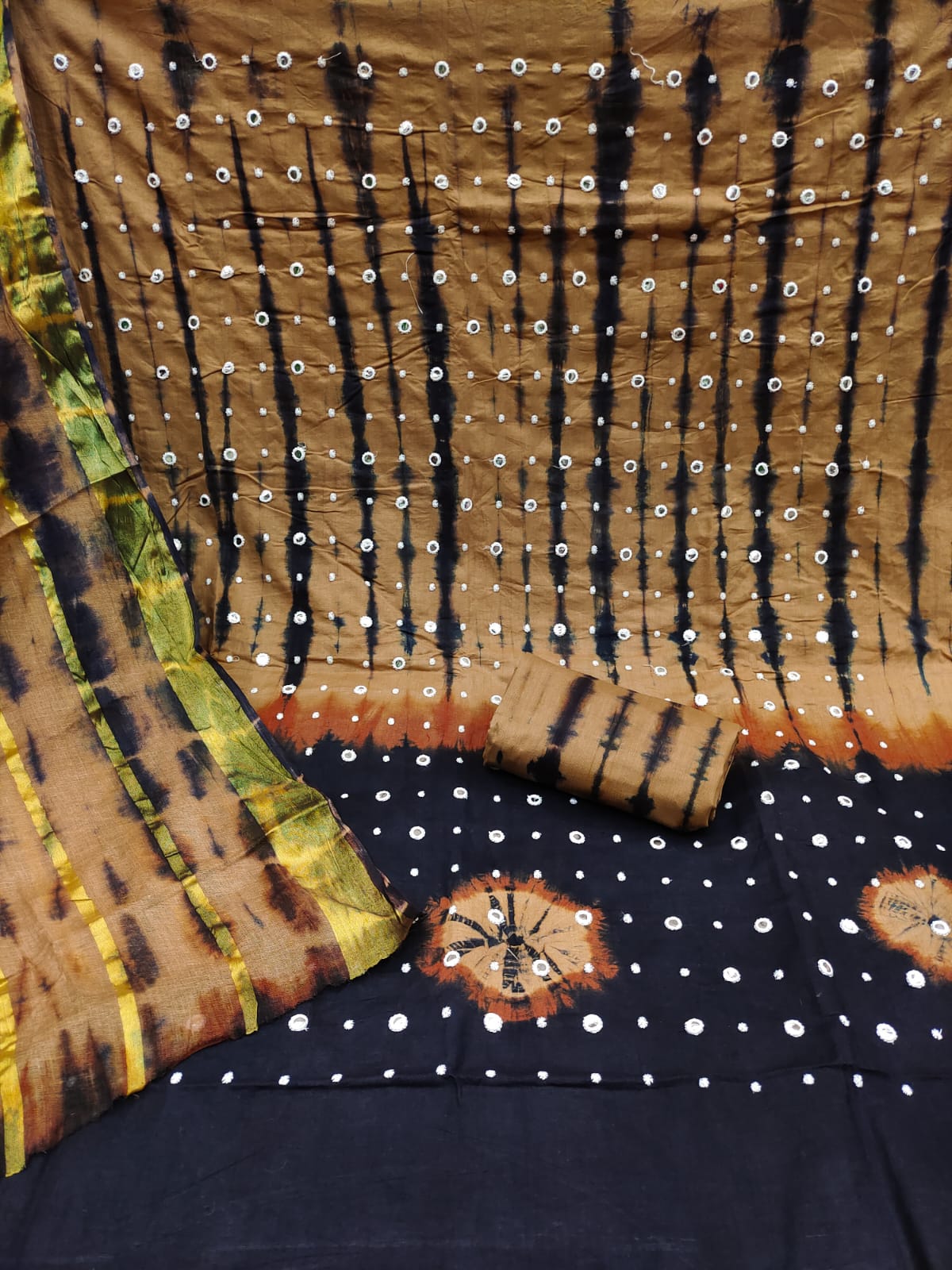 Buy DJN CREATION Rayon and Cotton Unstitched Bandhani Dress Material for  Women Free Size | Raghuvanshi Collection | Bandhej Salwar kurta |Gujrati  Design Bandhani | Rajasthani Design | Black at Amazon.in