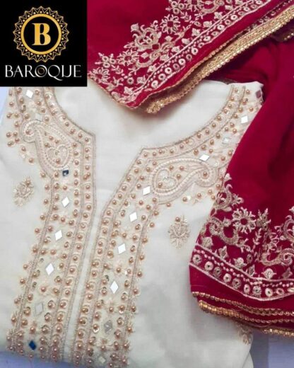 BAROQUE DESIGN BIN SAEED WHITE PAKISTANI KURTI ONLINE