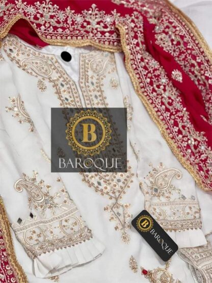 BAROQUE DESIGN BIN SAEED WHITE PAKISTANI KURTI ONLINE