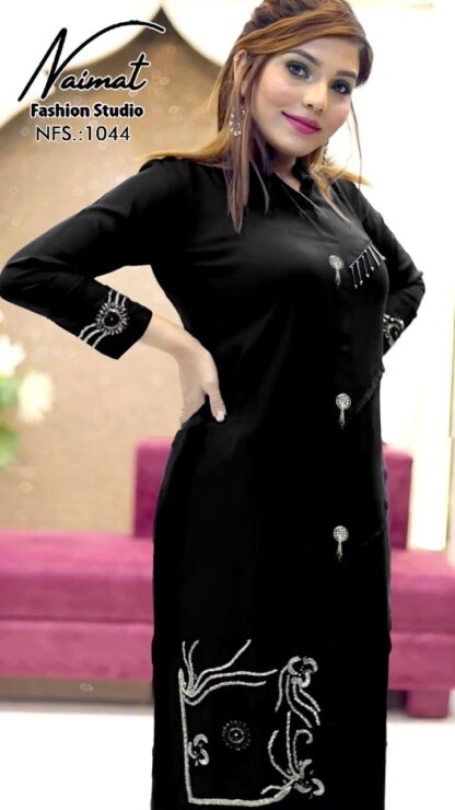 NAIMAT FASHION STUDIO NFS 1044 MIDNIGHT BLACK PAKISTANI KURTI ONLINE