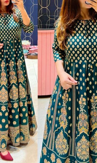 THE LIBAS COLLECTION 2431 GREEN JAIPURI DIGITAL PRINTED GOWNTHE LIBAS COLLECTION 2431 GREEN JAIPURI DIGITALPRINTED GOWN