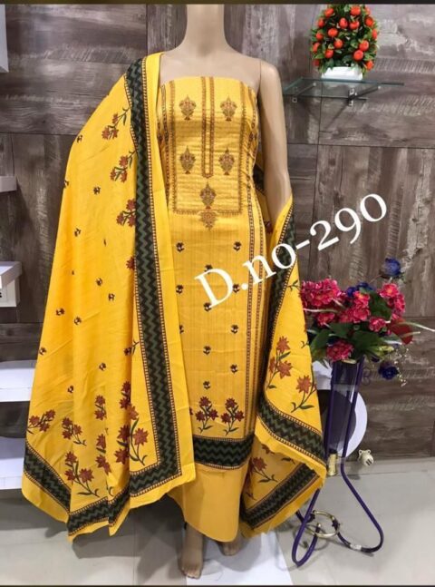 THE LIBAS COLLECTION 290 YELLOW COTTON EMBROID SUITS