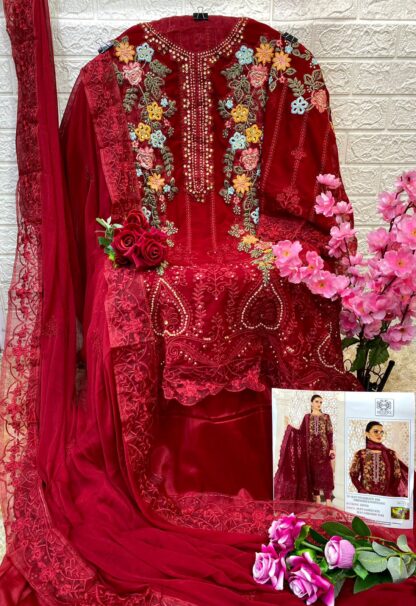 MUSHQ M 173 RED PAKISTANI SALWAR SUITS ONLINE