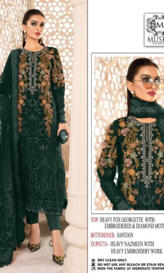 MUSHQ M 173 GREEN PAKISTANI SUITS FOR LADIESMUSHQ M 173 GREEN PAKISTANI SUITS FOR LADIES