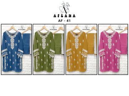 AFSANA AF 41 MEHENDI READYMADE PAKISTANI KURTI FOR WOMEN