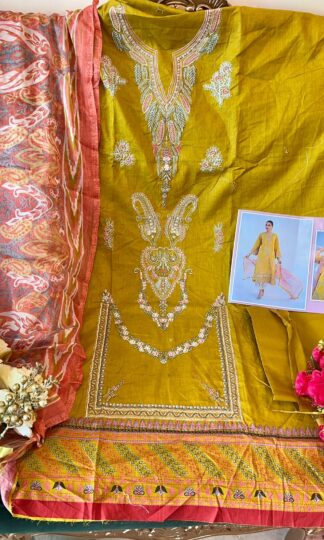 THE LIBAS COLLECTION YELLOW SELF EMBROIDERY PAKISTANI SUITSTHE LIBAS COLLECTION YELLOW SELF EMBROIDERY PAKISTANI SUITS