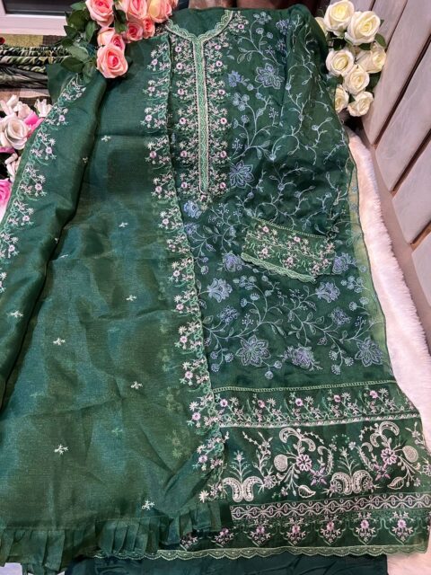 THE LIBAS COLLECTION GREEN PAKISTANI SUIT FOR WOMEN
